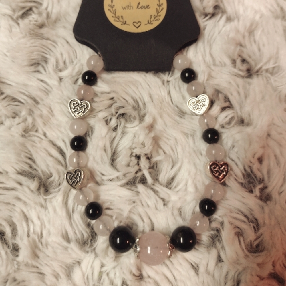 Rose Quartz and Obsidian bracelet